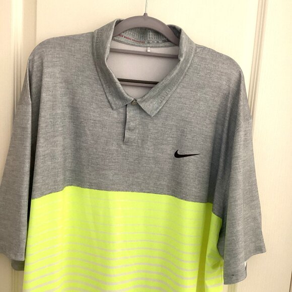 Tiger Woods Collection Nike Men's Polo Shirt Size XXL Striped Golf Short Sleeves - Picture 2 of 9